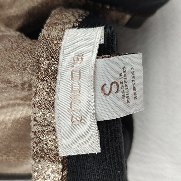 Leather Gold Snakeskin Print Black Vintage Chico's EUC Size SMALL Lined - Picture 6 of 9